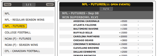 Future Bettting Options at Bookmaker